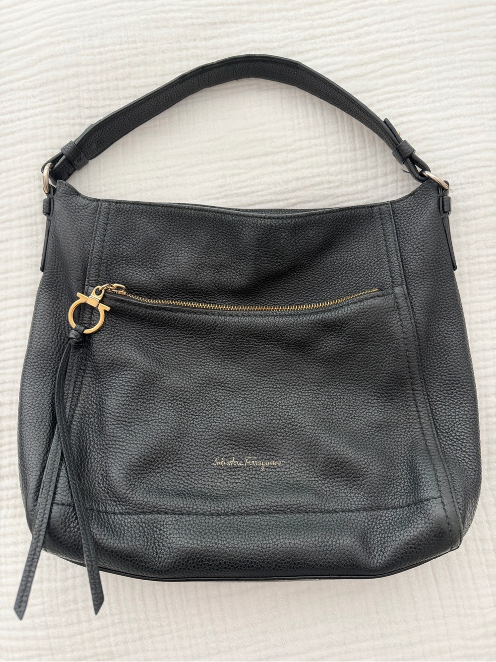 Salvatore Ferragamo Ally Hobo Bag Black Leather